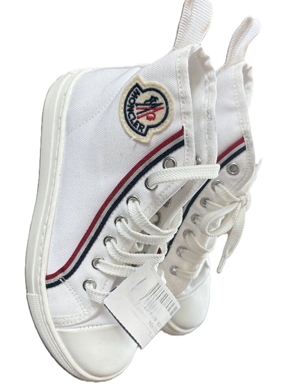 Unisex Kids MONCLER White High Top Canvas Sneakers size 13C US/31 EU Great Cond!